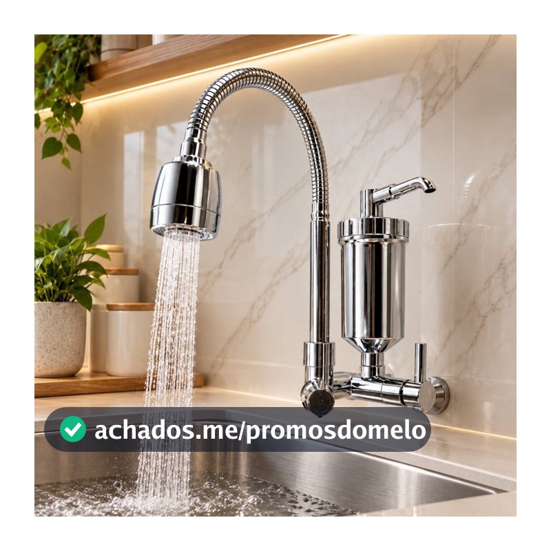 Torneira com Filtro Cozinha Parede Gourmet ABS Resistente e Filtragem de Carvão Ativado