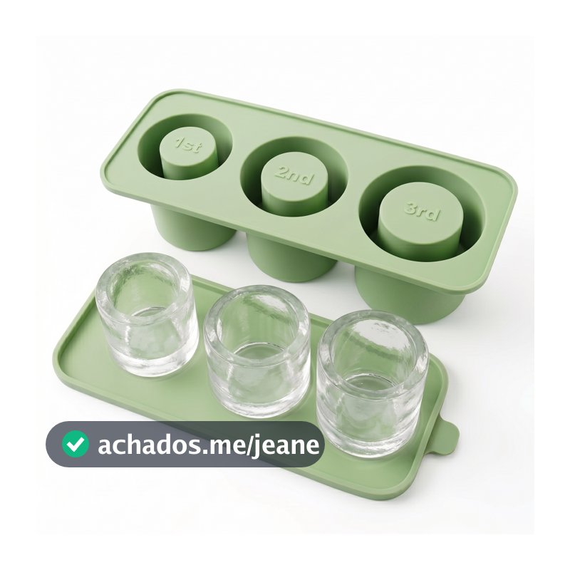 Forma de Gelo em Silicone com 3 Cavidades Cilíndricas e Tampa – Gelo p/ Copo Térmico de 40oz/1,2L, garrafa e similares