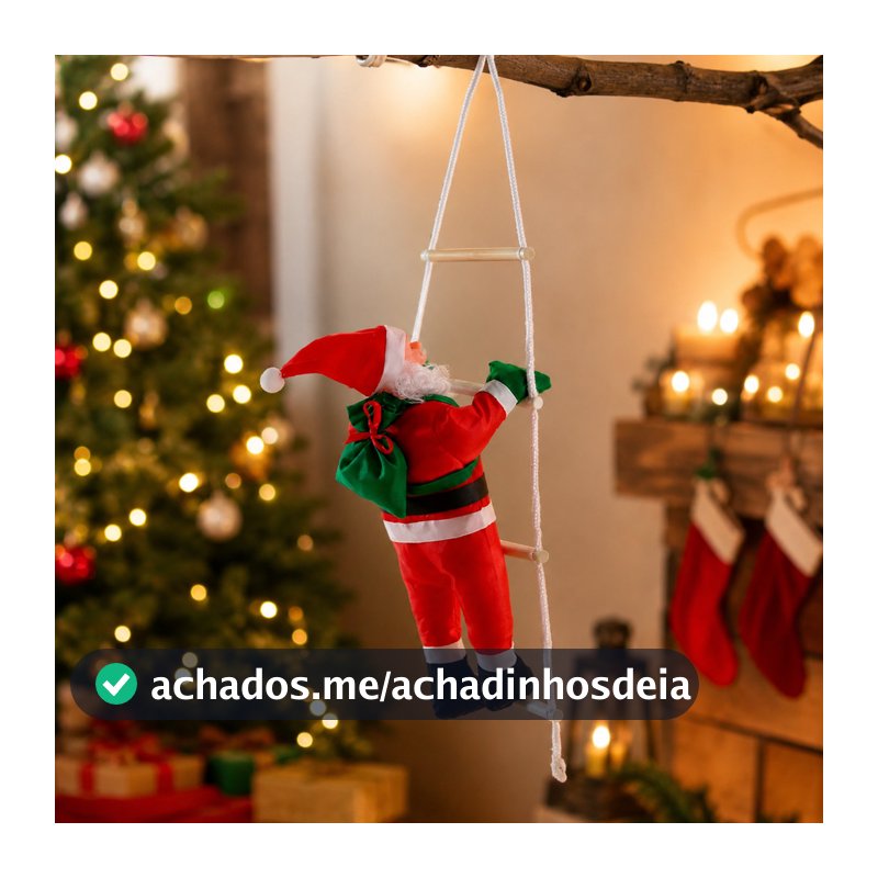 Papai Noel Escalador 30 40 60cm na Escada Enfeite Natalino para Porta Janela Parede Decoração de Natal