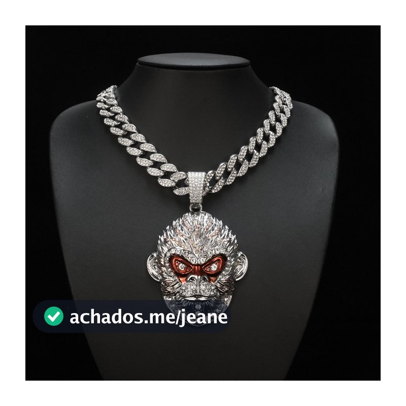 Novo Corrente Cravejad Mito Negro Wukong Cheio De Diamante Pingente Macaco Rei Cubano Colar Pingente De Colar Dos Homens