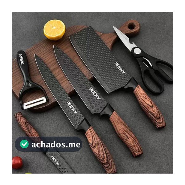 Conjunto De Facas Inox 6 Peças Antiaderente Com Cabo Reforçado Descascador E Tesoura Cozinha Futario