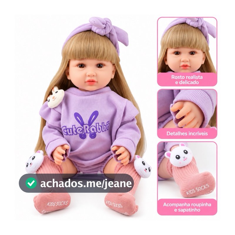 Boneca Reborn Bebê Realista Com Acessórios Mamadeira Chupeta Fralda Roupinha Meias E Tiara