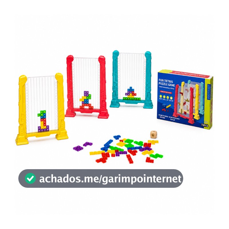 Jogo Tetris Vertical 3D Blocos de Encaixe Coloridos Brinquedo Educativo para Crianças 72 Peças