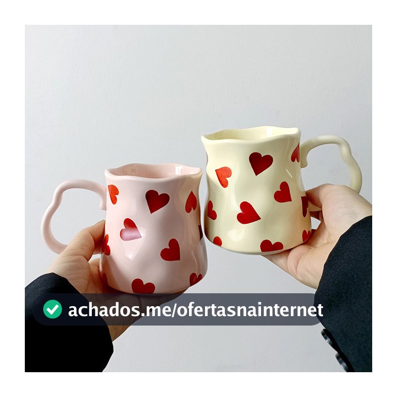 Copo de cerâmica pintado à mão, estilo creme, morango, coração, fofo, caneca de alto valor, casal doméstico, xícara de c