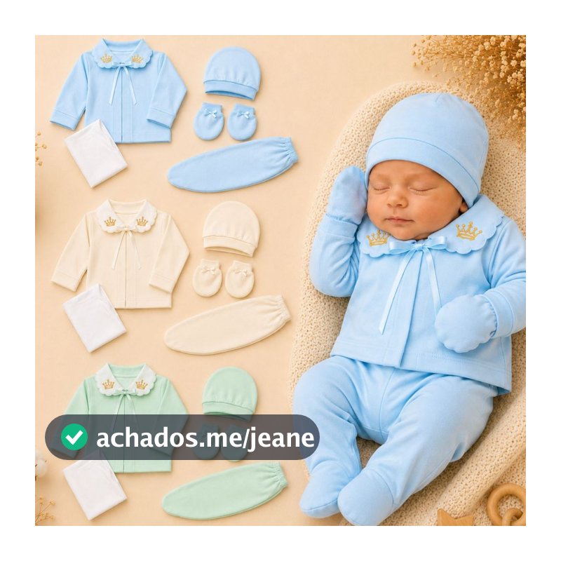 Conjunto Pagão Bebê Recém Nascido 100% Algodão Menino Menina Infantil Antialérgico Gola Bordada