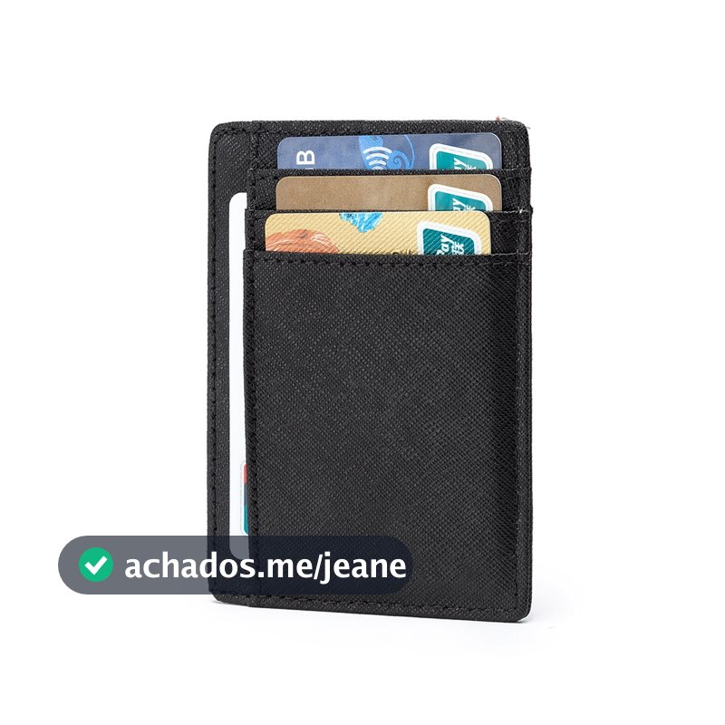Carteira Porta Cartão Slim CNH Reforçada Masculina Zíper Crosswave