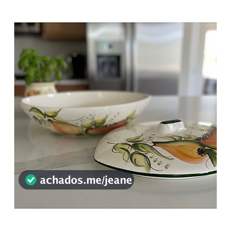 TRAVESSA GRANDE COM TAMPA 2L BRANCA CERAMICA MESA POSTA TIGELA CALDO MOLHO ARMAZENAGEM DE ALIMENTOS Saladeira tamanho g