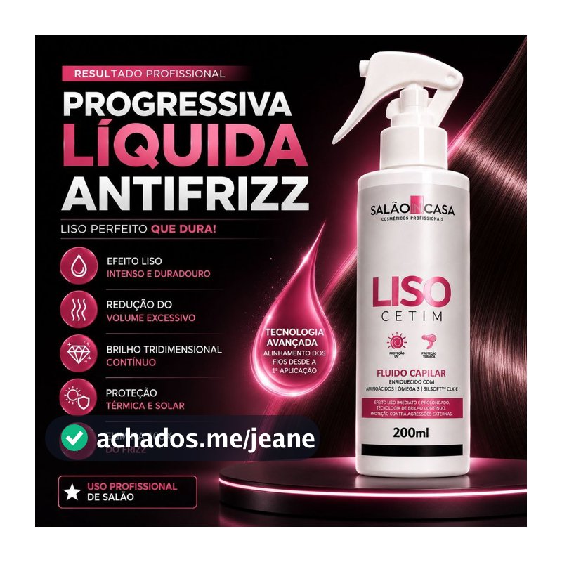Fluido Liso Cetim 200ml Para Cabelos Alinhados Antifrizz Brilho Intenso e Proteção Térmica