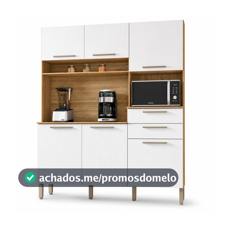 Armário de Cozinha Completa Montesa 6 Portas 2 Gavetas Freijó / Branco