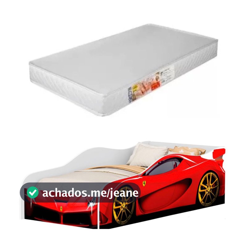 Cama Infantil Carro Montessoriana Com Colchão Incluso e Grade Proteção Caminha Cercado Quarto Juvenil