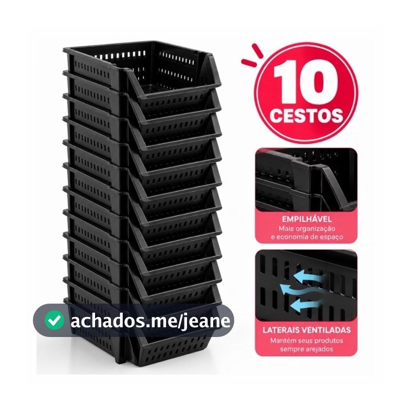 Kit 10 Cesto Caixa Empilhavel Bin Expositor Cesto Organizador Plástico ENVIO IMEDIATO