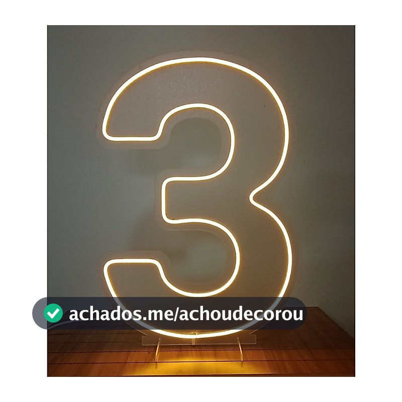 Painel Led Neon Números 0 a 9 Acrílico Cristal 50cm Altura com base para ficar em pé (atenção valor se refere a unidade)