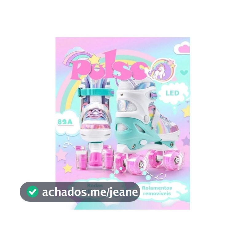 Patins ROLLER INFANTIL arco-íris de 4 rodas com luzes LED e piscantes, modelo PREMIUM