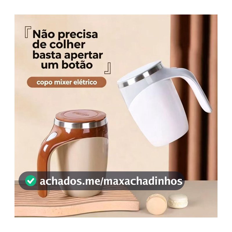 Caneca Misturadora Automática Elétrica USB Bateria Recarregável Mixer Café 380ml