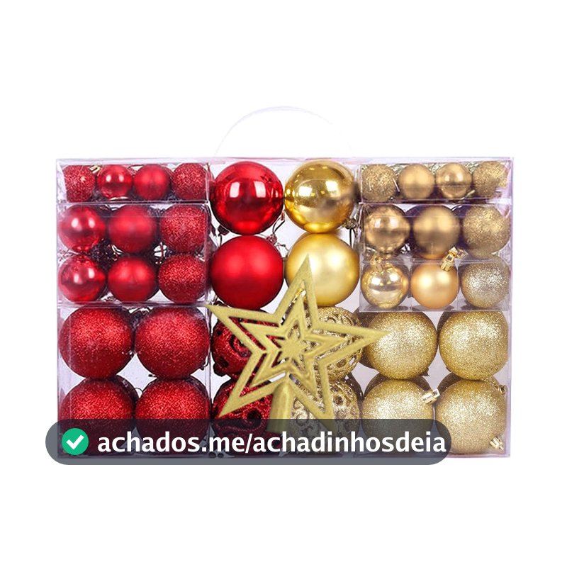 Kit Maleta Com 100 Bolas De Natal Decoradas Brilho Glitter 4 cm