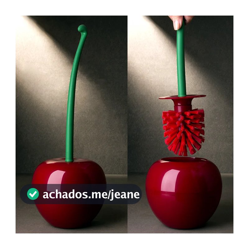 Escova Sanitária Cereja com Suporte Vaso Sanitário Banheiro Decorativo elegante criativo porta escova
