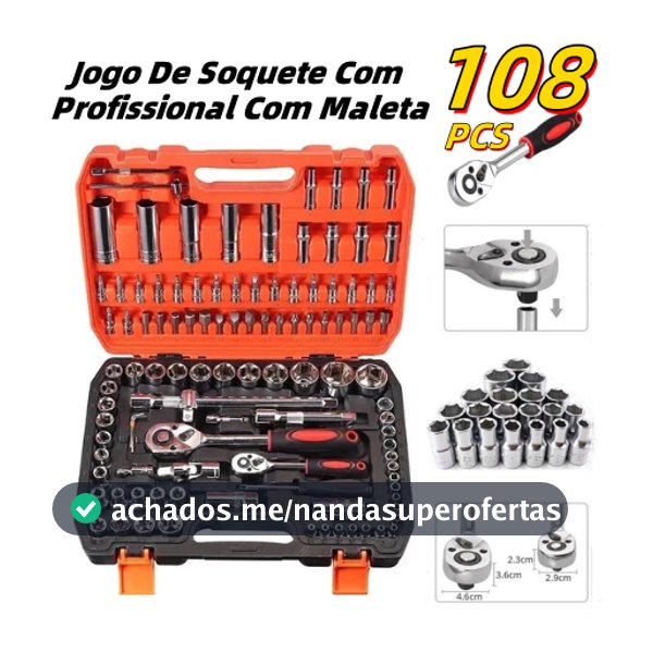 Jogo Caixa De Ferramentas Chave Soquete 22/94/108 Peças Multi Funções