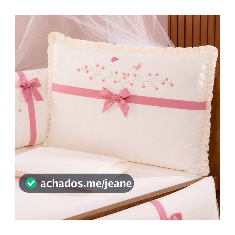 Kit Berço Americano Menina Borboleta Rose Palha Enxoval Completo 10 Peças Com Mosquiteiro