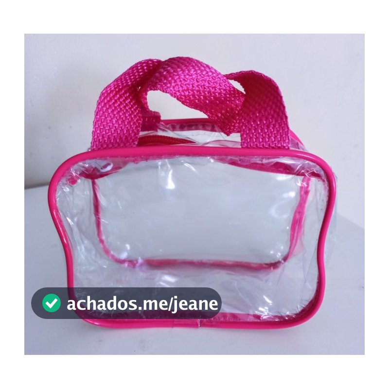 kit 05 Necessaire mini tipo cristal com alça organizadora de maquiagem/lembrancinha 15x12cm