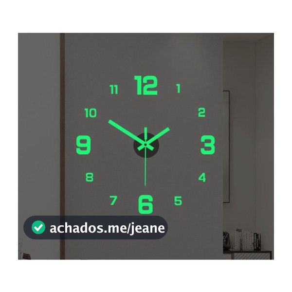 Relógio de parede luminoso criativo 3D relógio de parede silencioso Sem perfuração.