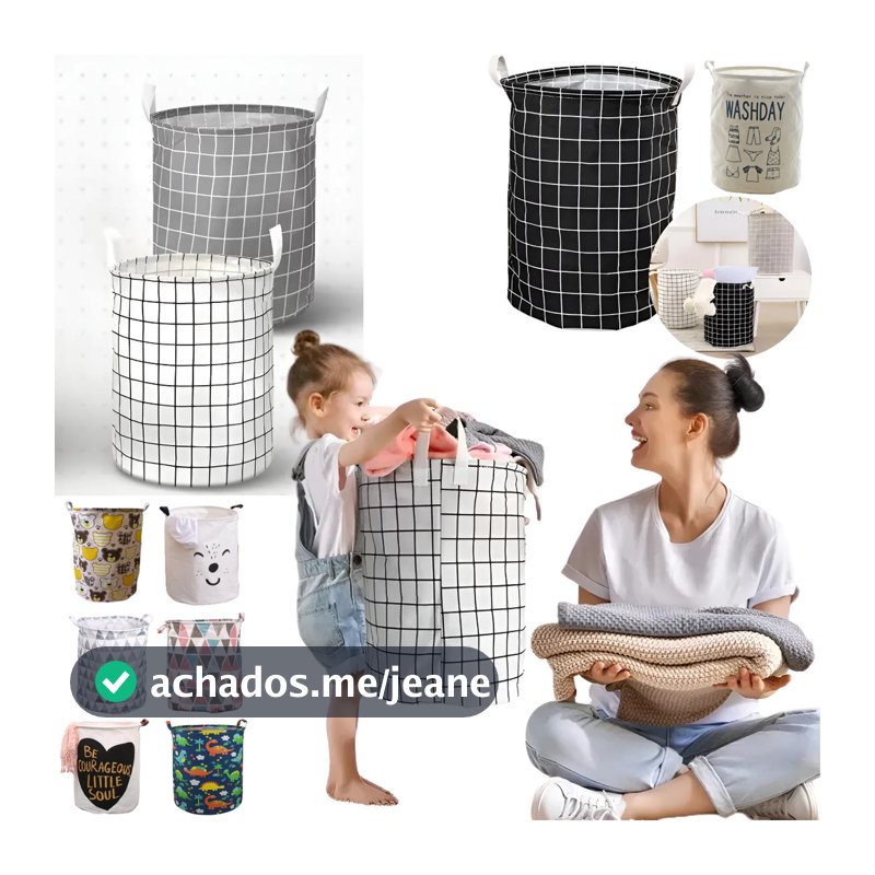 Cesto Organizador Multiuso Dobrável–Impermeável, Compacto e Resistente – Ideal para Roupa Suja, Brinquedos e Mais | 40L