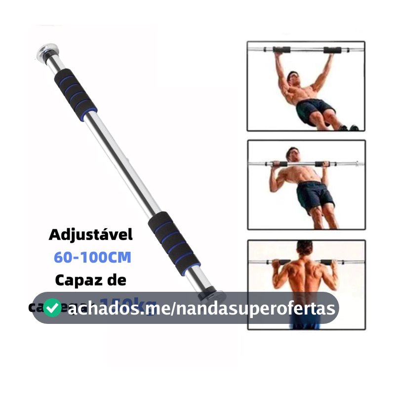 Barra Fixa Flexão Porta Apoio Regulável 64 a 100 Cm