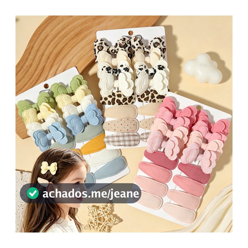 Conjunto De Acessórios Para Cabelo Com Laço De Pano Infantil De 6 A 16 Unidades , Grampos De BB Versáteis E Doces Menina