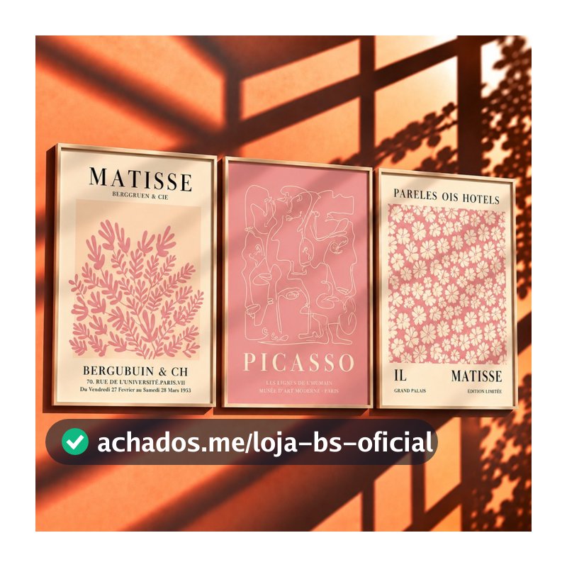 Quadros decorativos rosa abstrata Sage Matisse, impressão Picasso quarto sala  (3 peças)