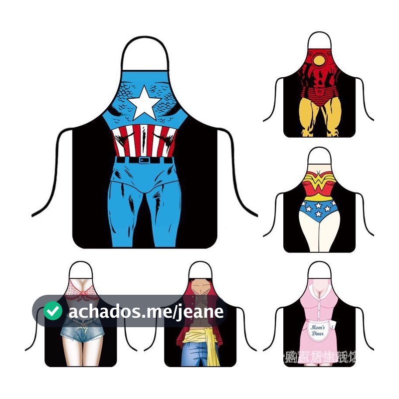 Avental de avental Yong Avental de avental Yong Weird Smell Cartoon Casal de desenho animado Super-Homem Versão coreana Moda Cozinha Cozinha Cozinha Doméstica Restaurante de panelas quentes à prova d'água 5 /4