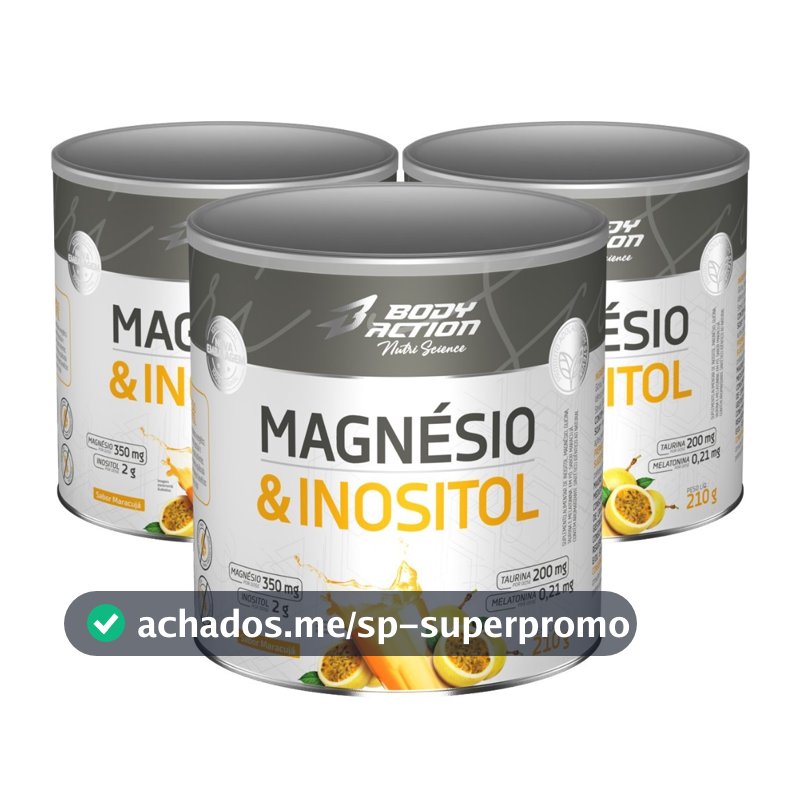 Kit 3x Magnésio e Inositol Taurina Melatonina 210g Bodyaction