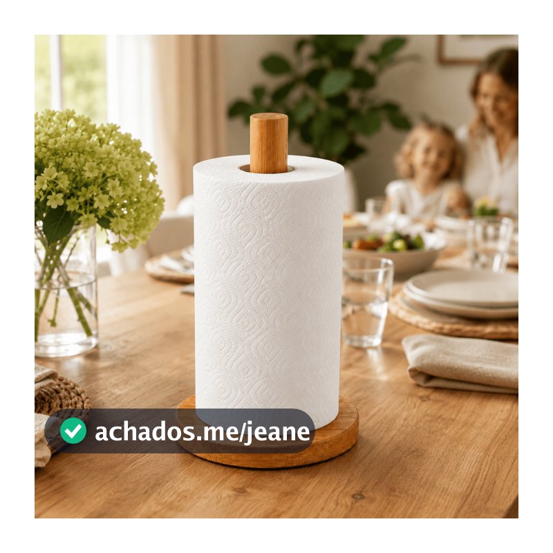 Suporte Porta Papel Toalha Organizador Madeira Cozinha Bancada