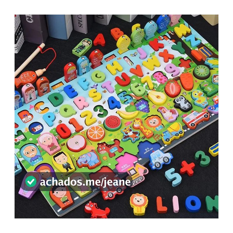 Brinquedo magnético montessori /Quebra-cabeça alfanumérico de madeira/pesca peixe brinquedo/jogos educativos pedagógicos