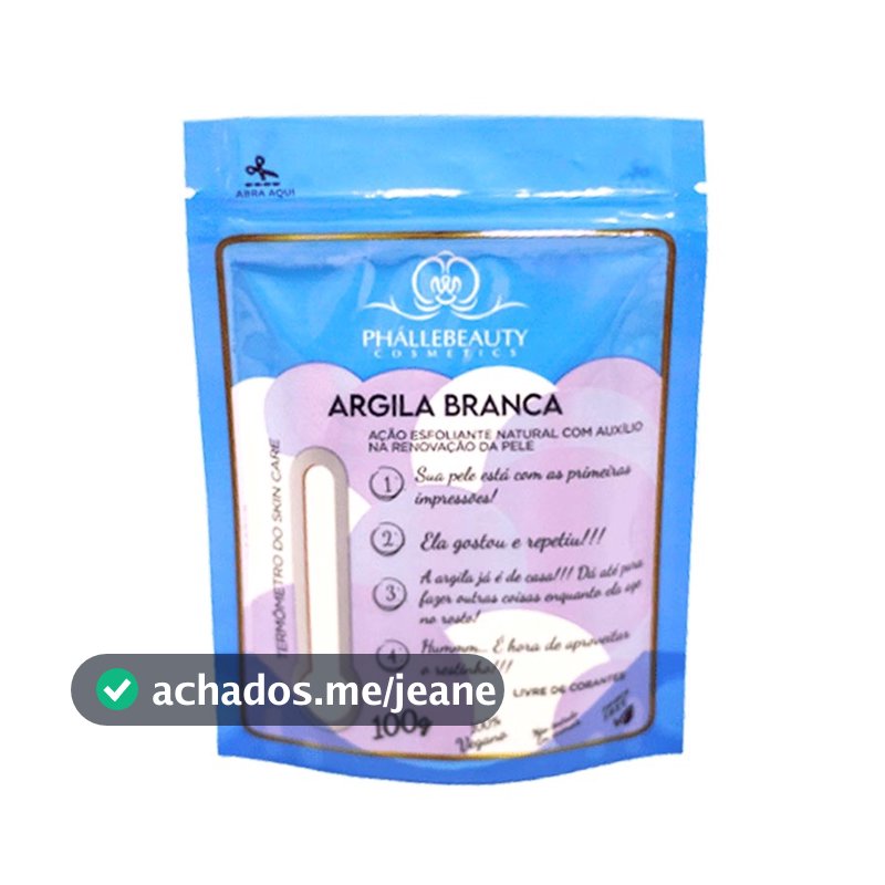 Argila em Pó Branca Phállebeauty 100%Vegano Produto Natural 100g