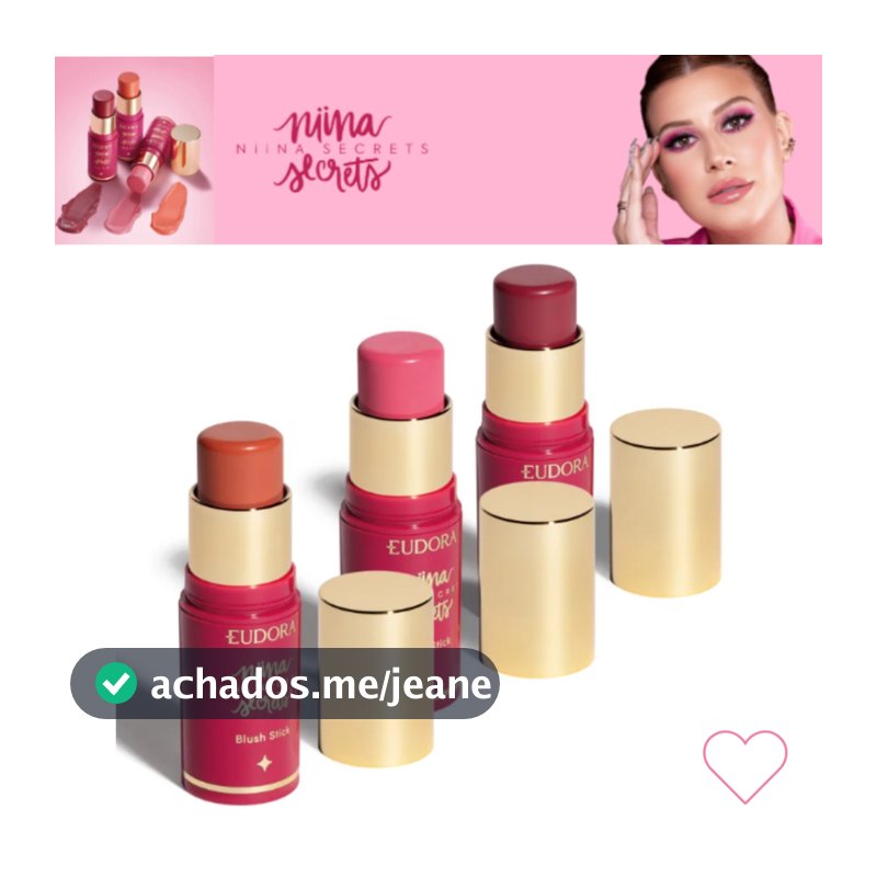 Blush Niina Secrets Stick Daily Blush Rosa / Blush Malva / Blush Coral - Eudora Blush Cremoso