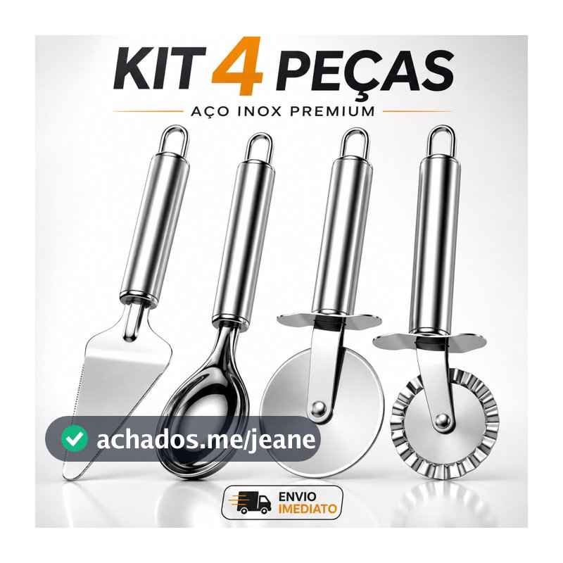 Kit 4 Peças Carretilhas Cortador De Massas Pastel e Pizza Colher De Sorvete e Espátula de Bolo Exclusivo