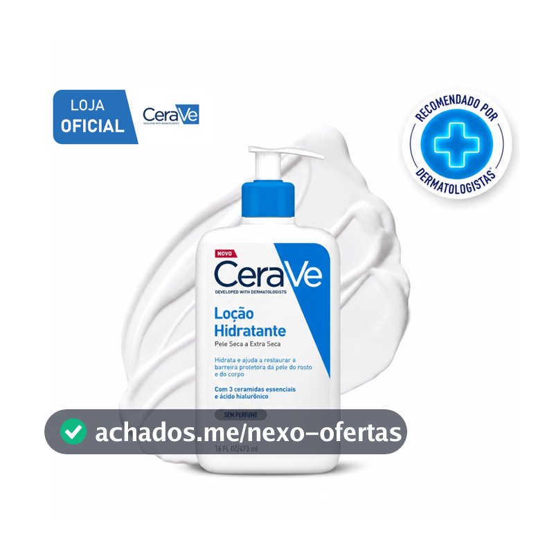 CeraVe, Loção Hidratante Corporal, Textura Fluida e Ácido Hialurônico, 473ml
