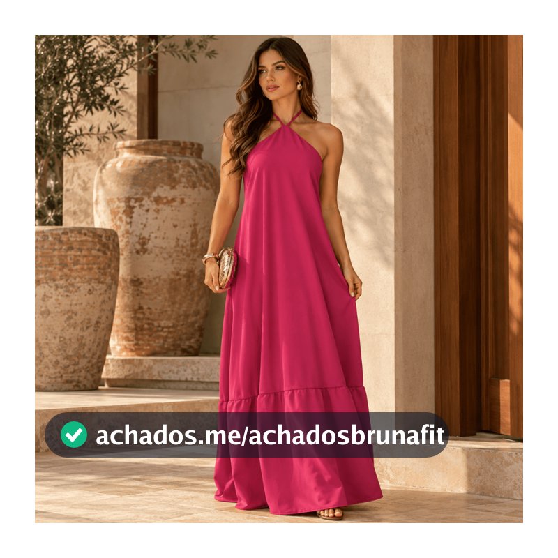 Vestido Feminino Costa Nua com Bojo Longo Soltinho Decote Elegante Sensual