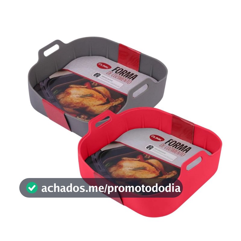Kit 2 Formas de Silicone Para AirFryer Cozimento Quadrada Preta Air Fry Fritadeira Elétrica Tamanho Grande 4 - 8 Litros