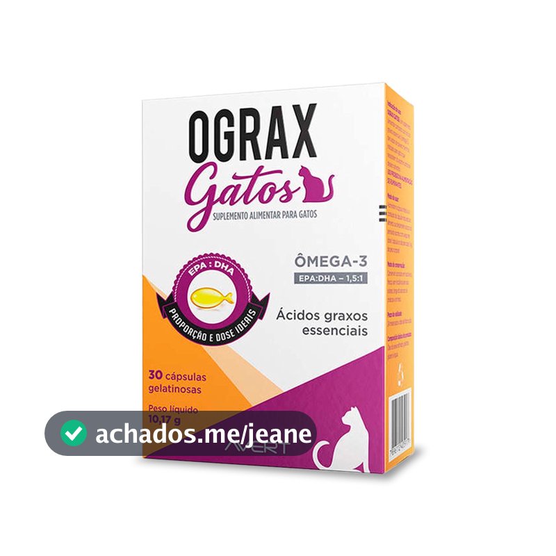 Suplemento Alimentar Avert Ograx Gatos 30 Cápsulas