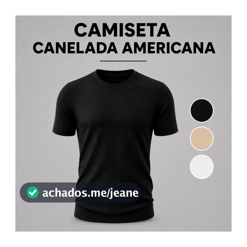 Camiseta Masculina Canelada Slim Fit Estilo Americana Ribana Justa ao Corpo Streetwear Rapper