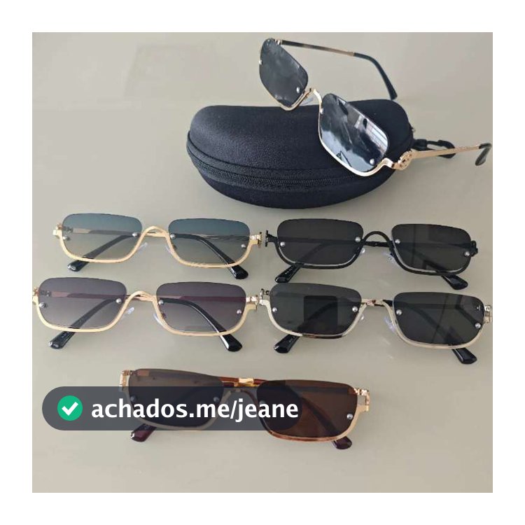 Óculos de Sol Feminino Retangular Fashion UV400 – Armação Metálica Elegante, Acompanha Estojo