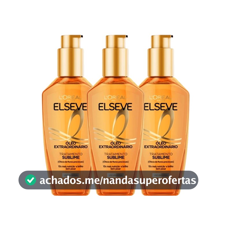 Kit 3 Óleo Capilar Elseve L'Oréal Paris Óleo Extraordinário 100ml - 3 unidades