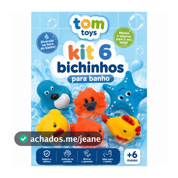 Kit 6 Bichinhos Para Banheira Banho Brinquedos Interativos Flutua Na Água Patinho Peixinho