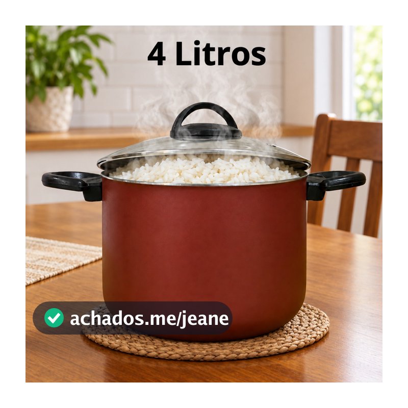 Panela Antiaderente Vermelho E Caldeirão De Arroz E Feijão
