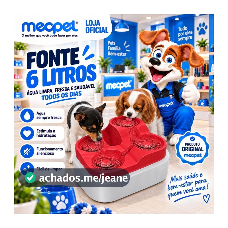Fonte Bebedouro Cascata Purificador Caes e Gatos Grande 6L Bivolt