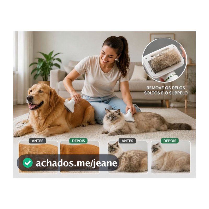 Secador De Pelo Escova Pente Pet Tosa Profissional Portátil 2 IN 1 Remove Pelos Cachorro Gato