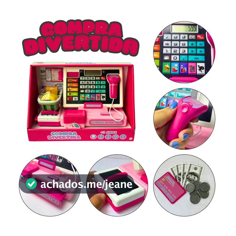 Caixa Registradora Infantil Completa Com Scanner Luz e Som Calculadora Real Brinquedo Educativo