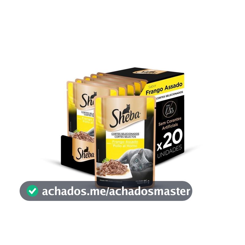 Kit Ração Úmida Sheba Sachê para Gatos Adultos Sabor Frango Assado 20 Unidades