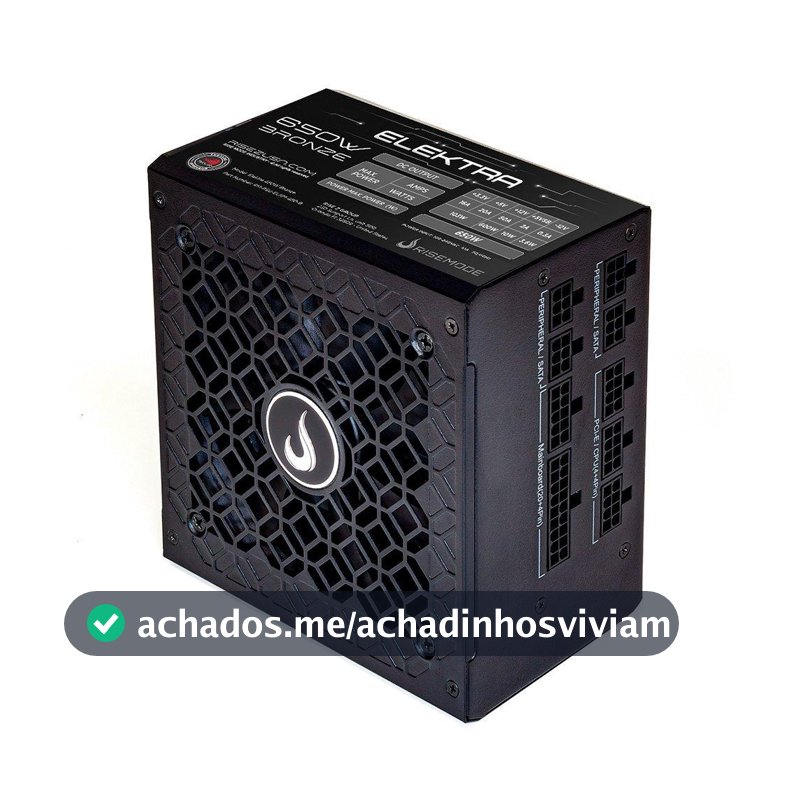 Fonte Gamer Rise Mode Elektra, 650W, Bronze, Full Modular, PFC Ativo, Preto - RM-PSU-ELKM-650-B