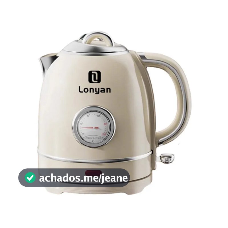Chaleira Elétrica 1.5L 1355W 127V 220V Retrô com Termômetro Inox 304 Aquecimento Rápido Desligamento Automático Café Chá